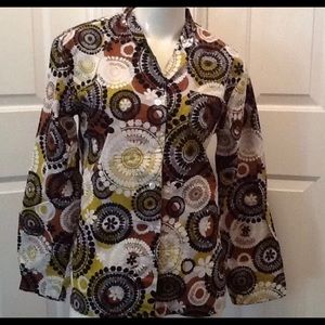 Vera Bradley Cocoa Moss Button Down Pajama Shirt